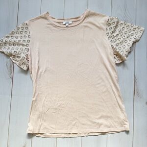 Maette Pale Pink Lace Sleeve Tee